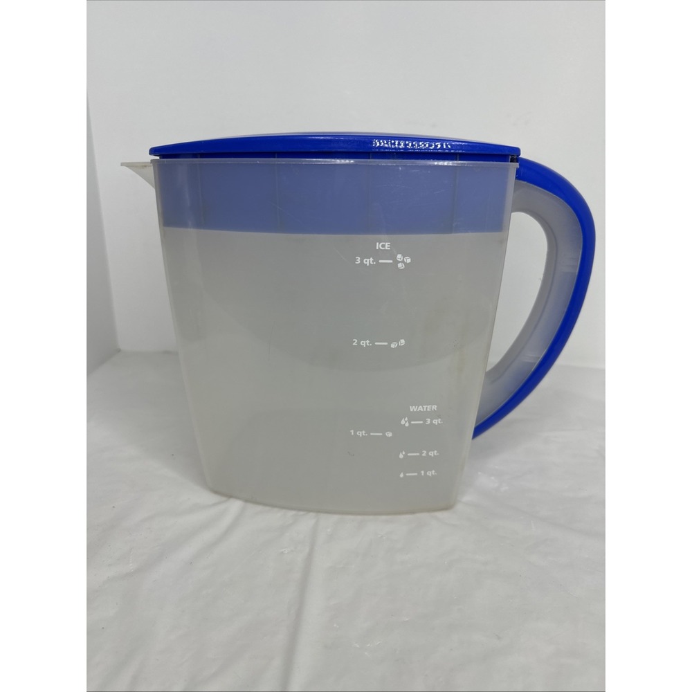 Mr Coffee Iced Tea Maker TM75 Replacement Part 3-QUART PITCHER With Blue Lid